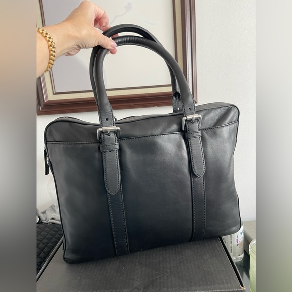 Cole Haan Black Leather Attaché Briefcase CHDM11032 W/Shoulder Strap Brand New - Picture 5 of 12